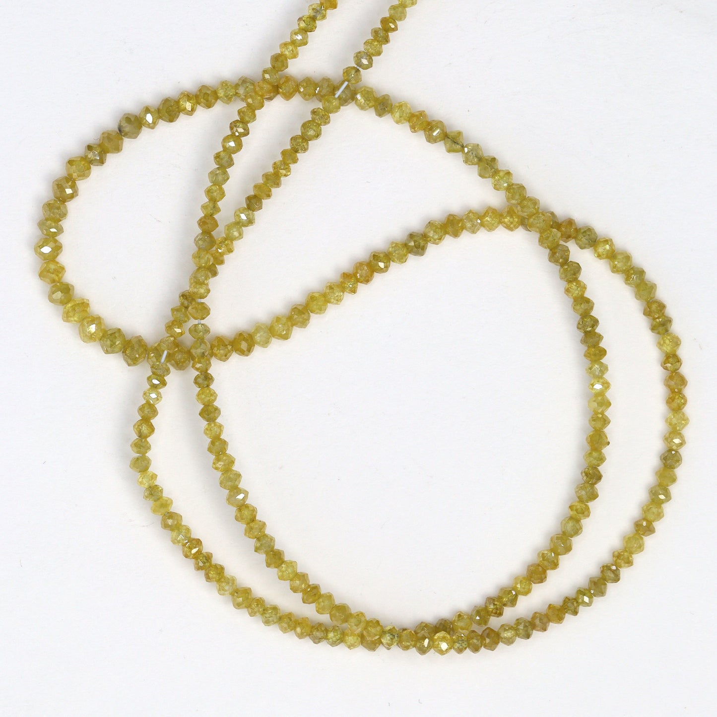 Yellow Diamond 2mm - 3mm Hand Faceted Rondelles Bead Strand