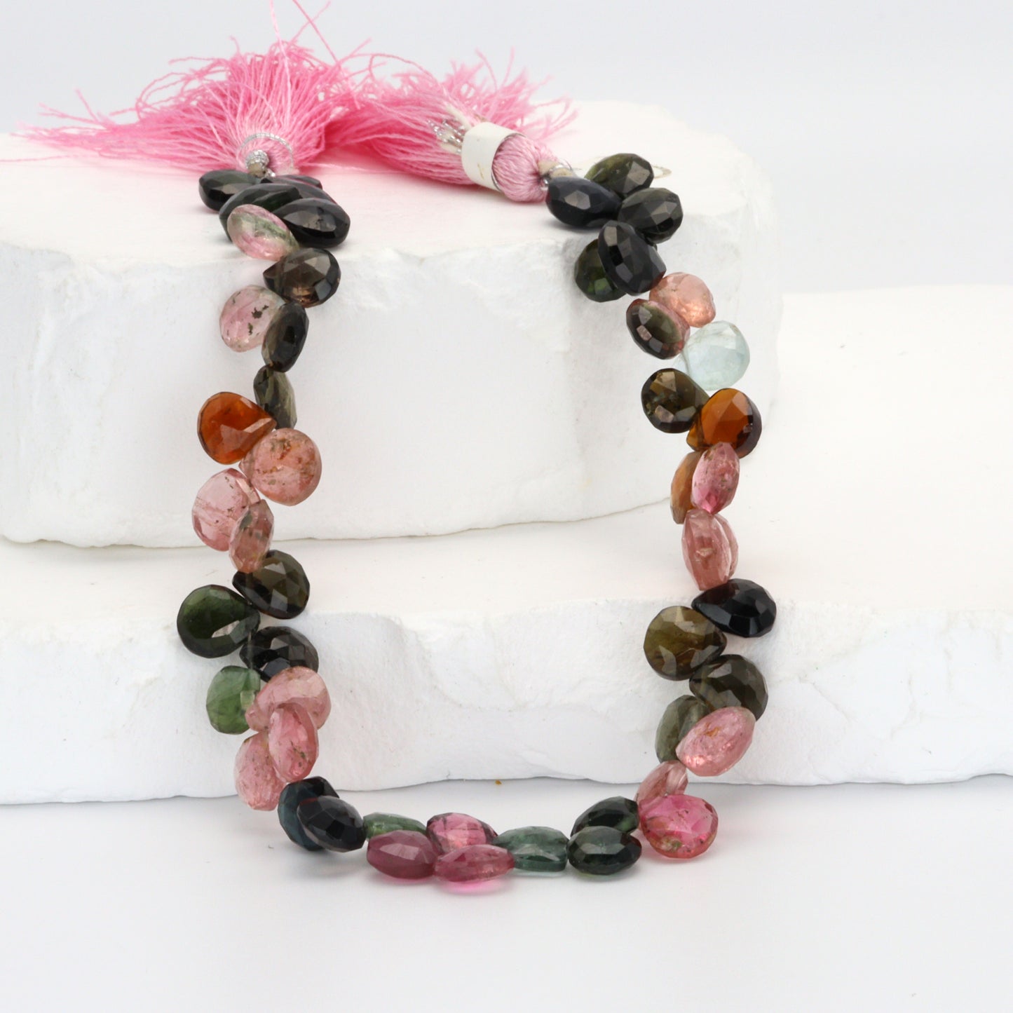 Watermelon Tourmaline 6.5mm Faceted Heart Shaped Briolettes