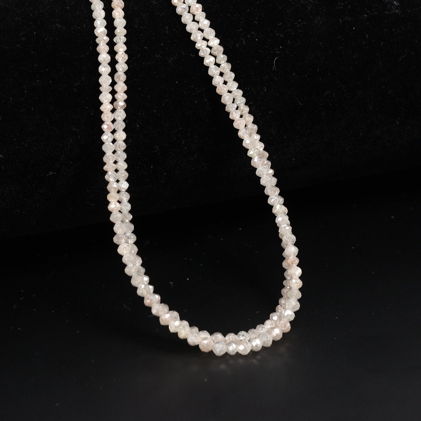 Gray Diamond 1.9mm – 3mm Hand Faceted Rondelles Bead Strand