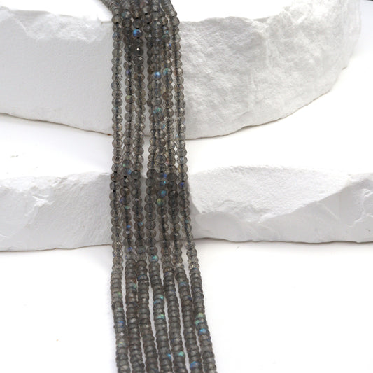Blue Labradorite 2.5mm Faceted Rondelles Bead Strand