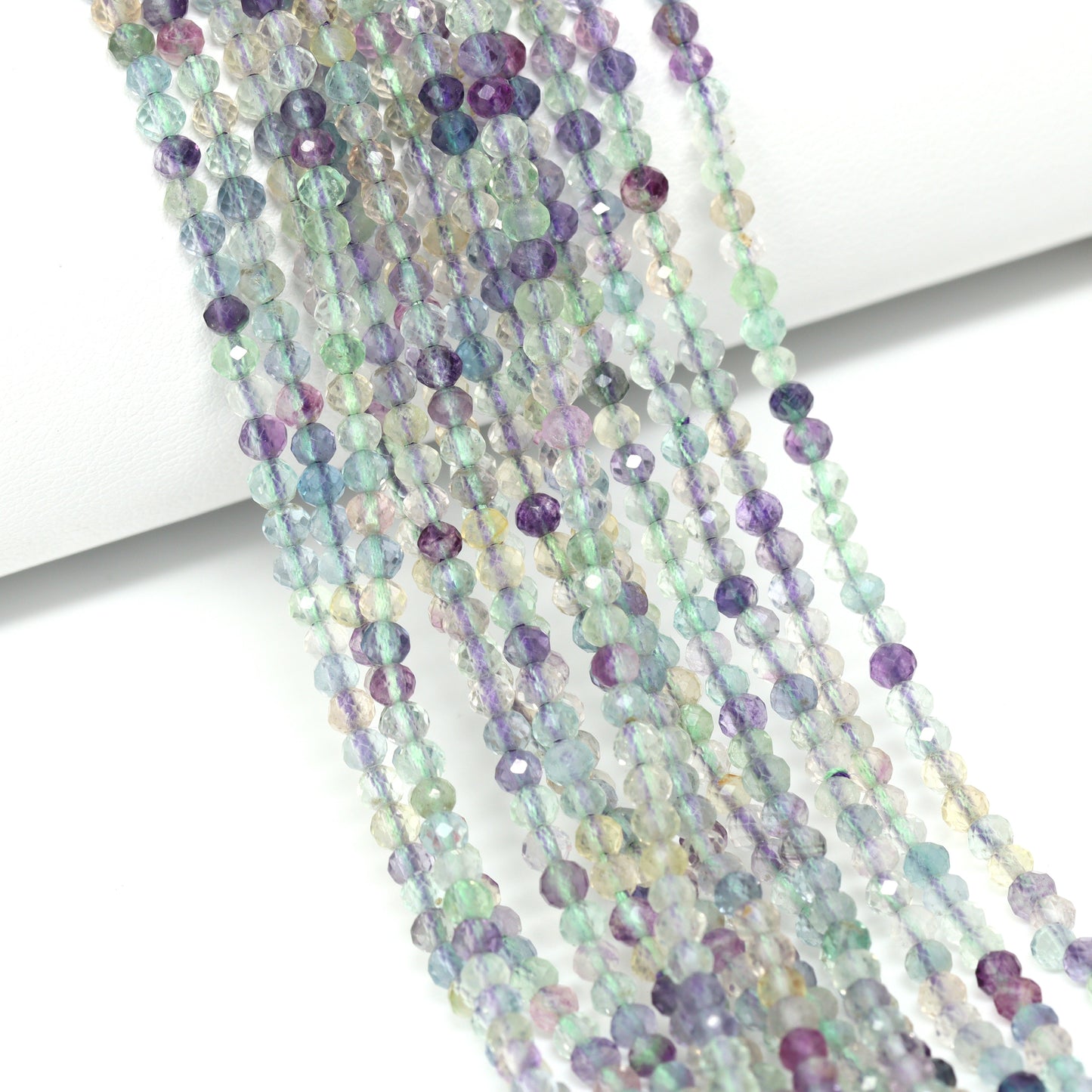 Green Fluorite 3mm Faceted Rounds Bead Strand