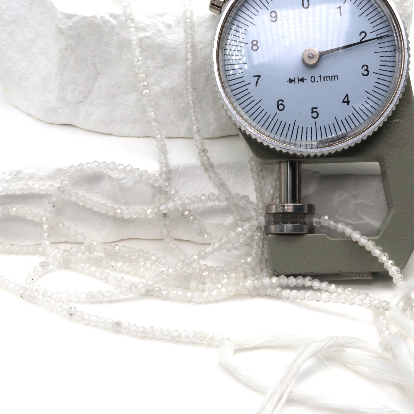 White Zircon 2mm Faceted Rondelles