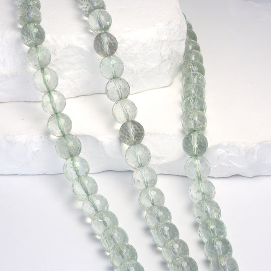Green Amethyst 10mm Faceted Rounds Bead Strand