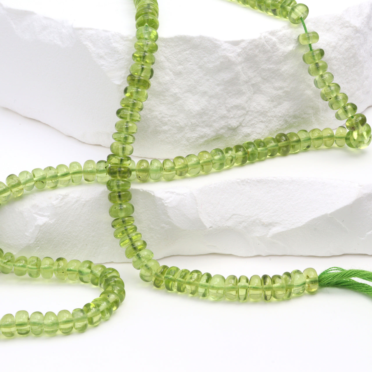 Green Peridot 4.5mm Smooth Rondelles Bead Strand