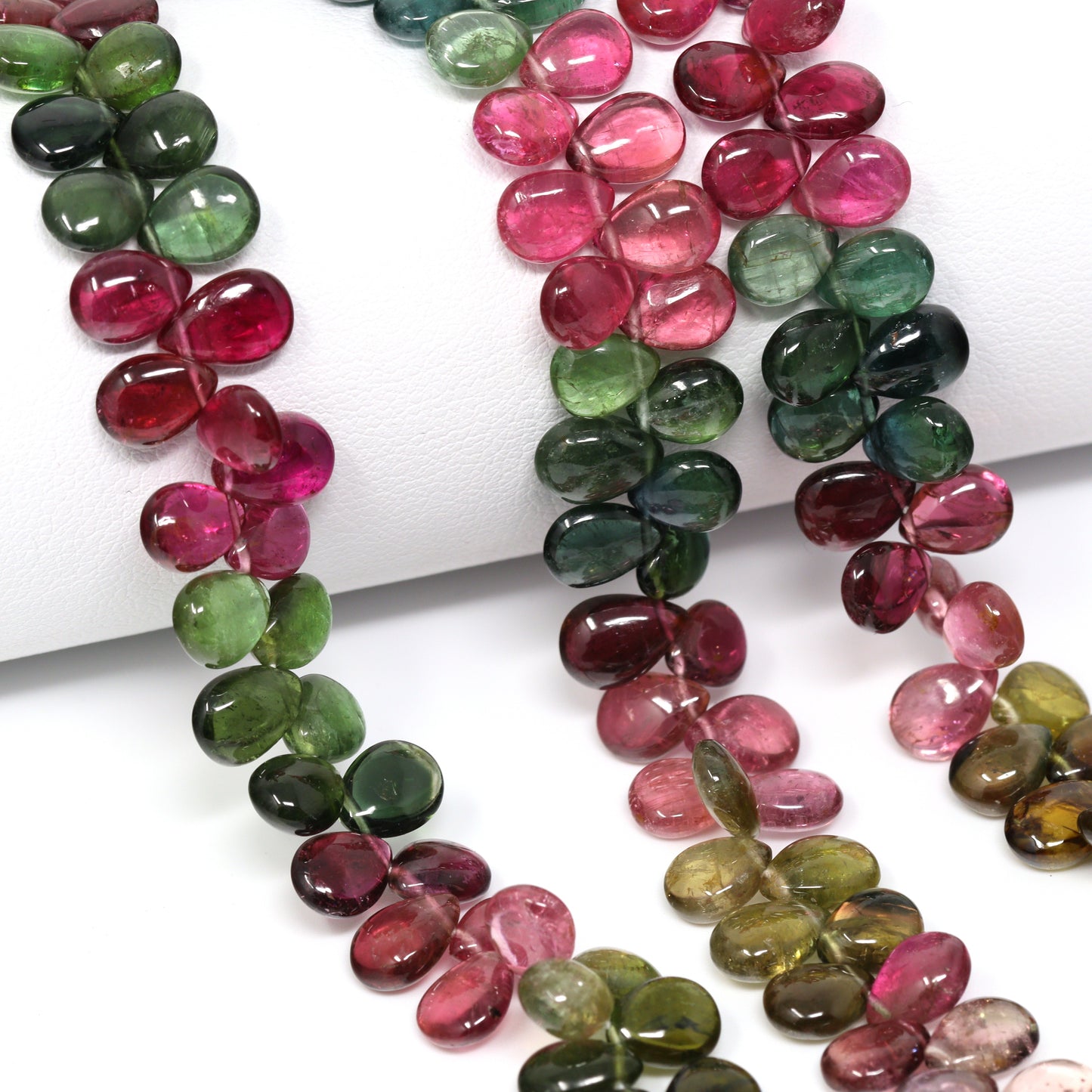 Watermelon Tourmaline 7x5mm Smooth Pear Briolettes Bead Strand