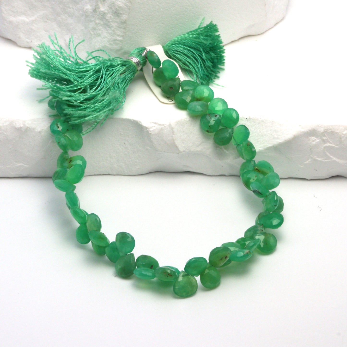Apple Green Chrysoprase 5mm Faceted Heart Shaped Briolettes