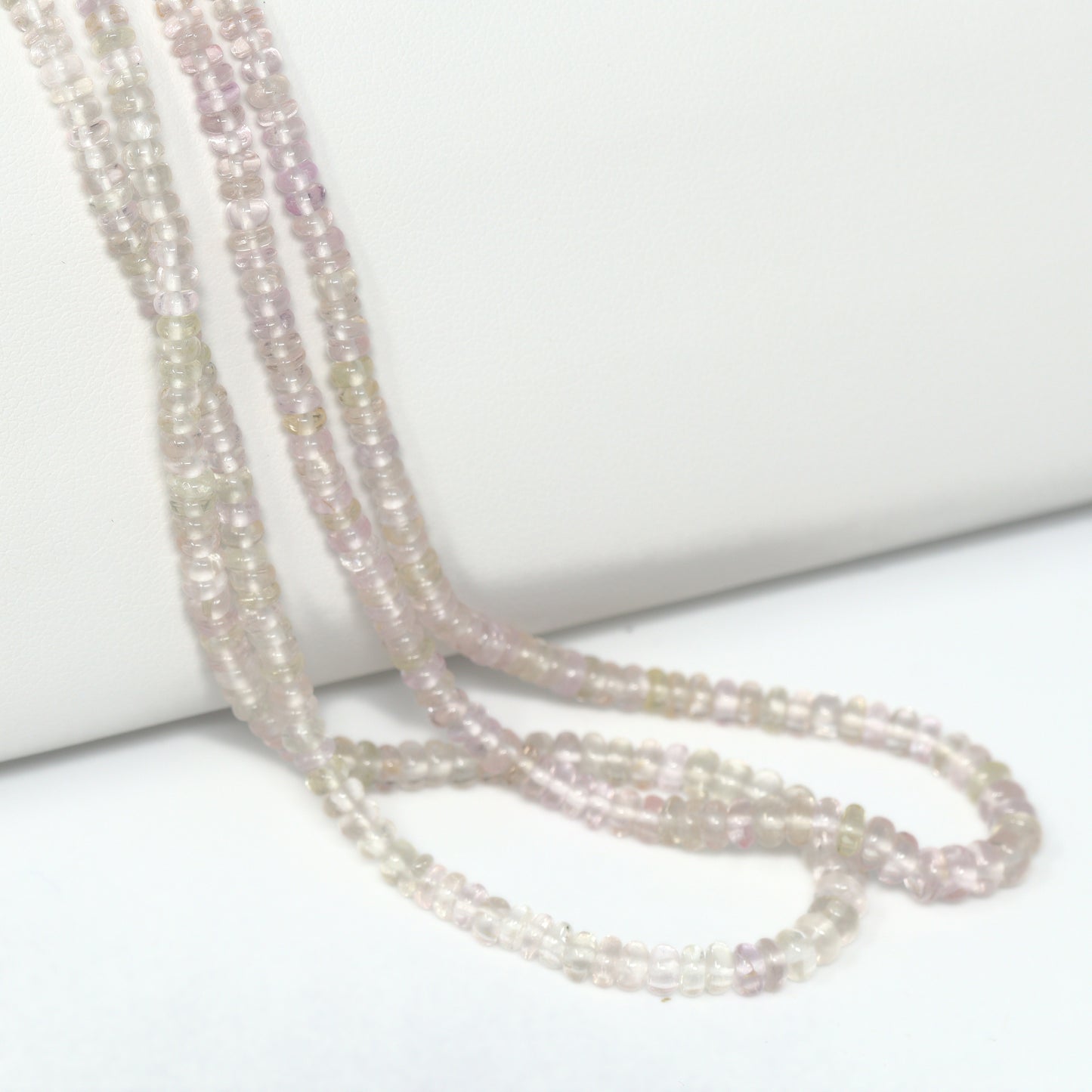 Peach Sapphire 3mm – 4mm Smooth Rondelles Bead Strand