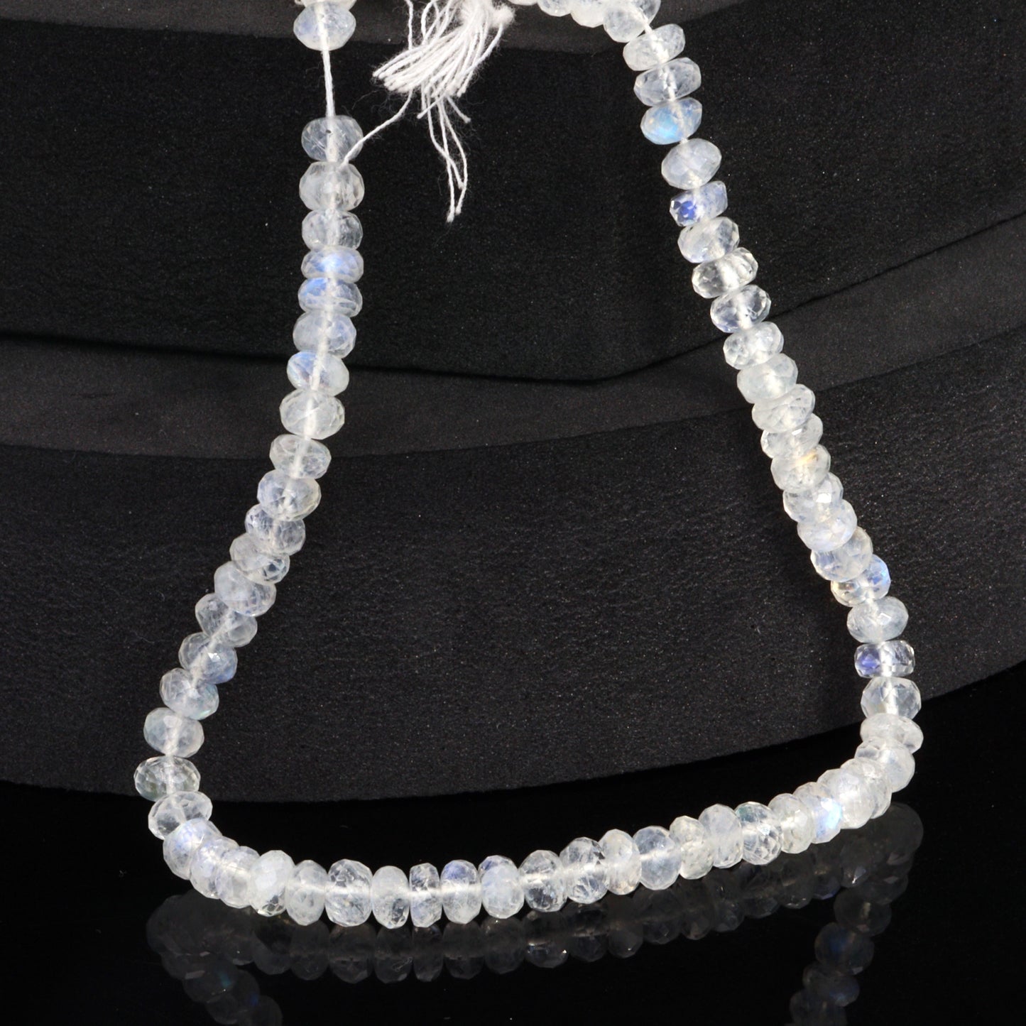 Blue Rainbow Moonstone 5mm Faceted Rondelles Bead Strand