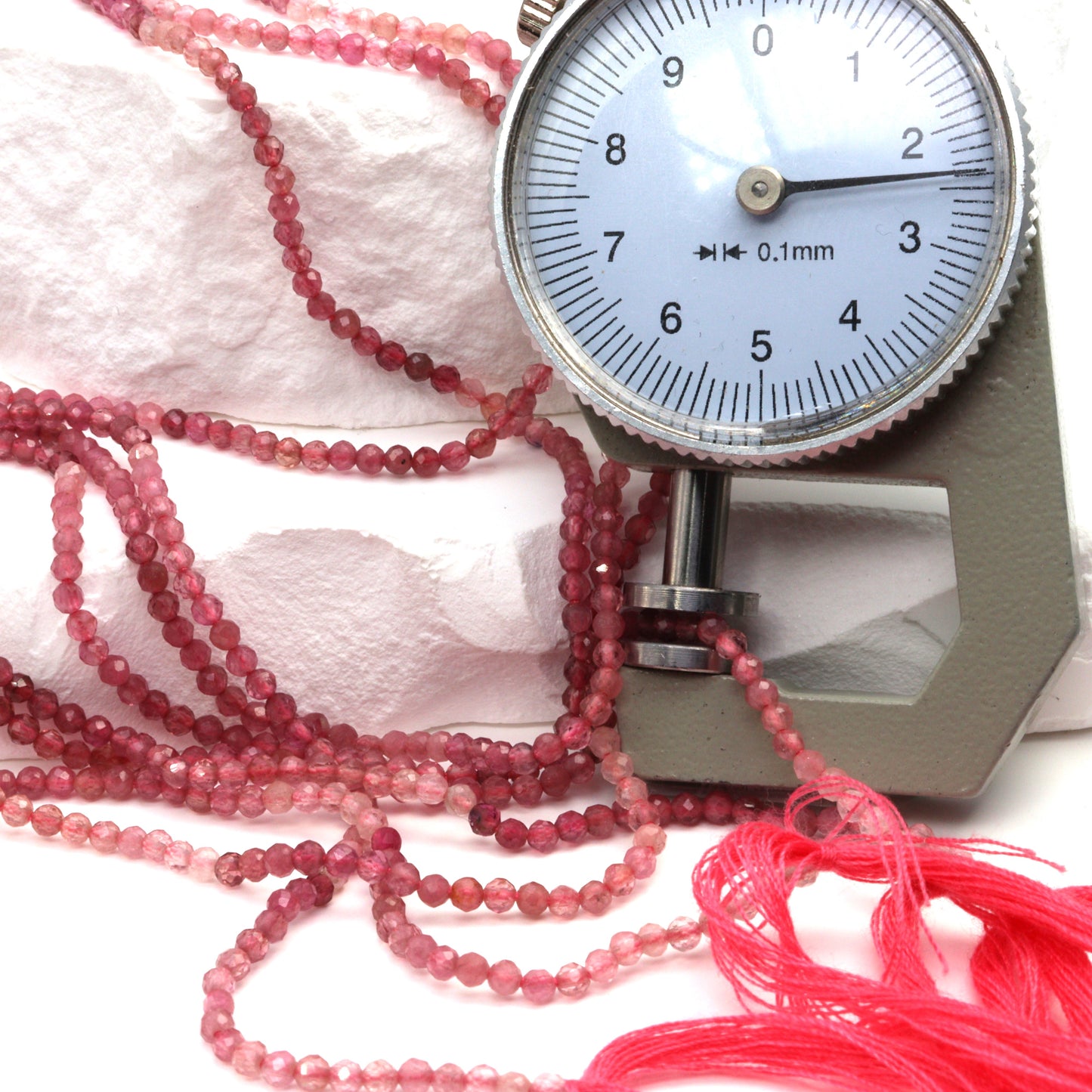 Ombre Pink Tourmaline 2.5mm Faceted Rounds Bead Strand