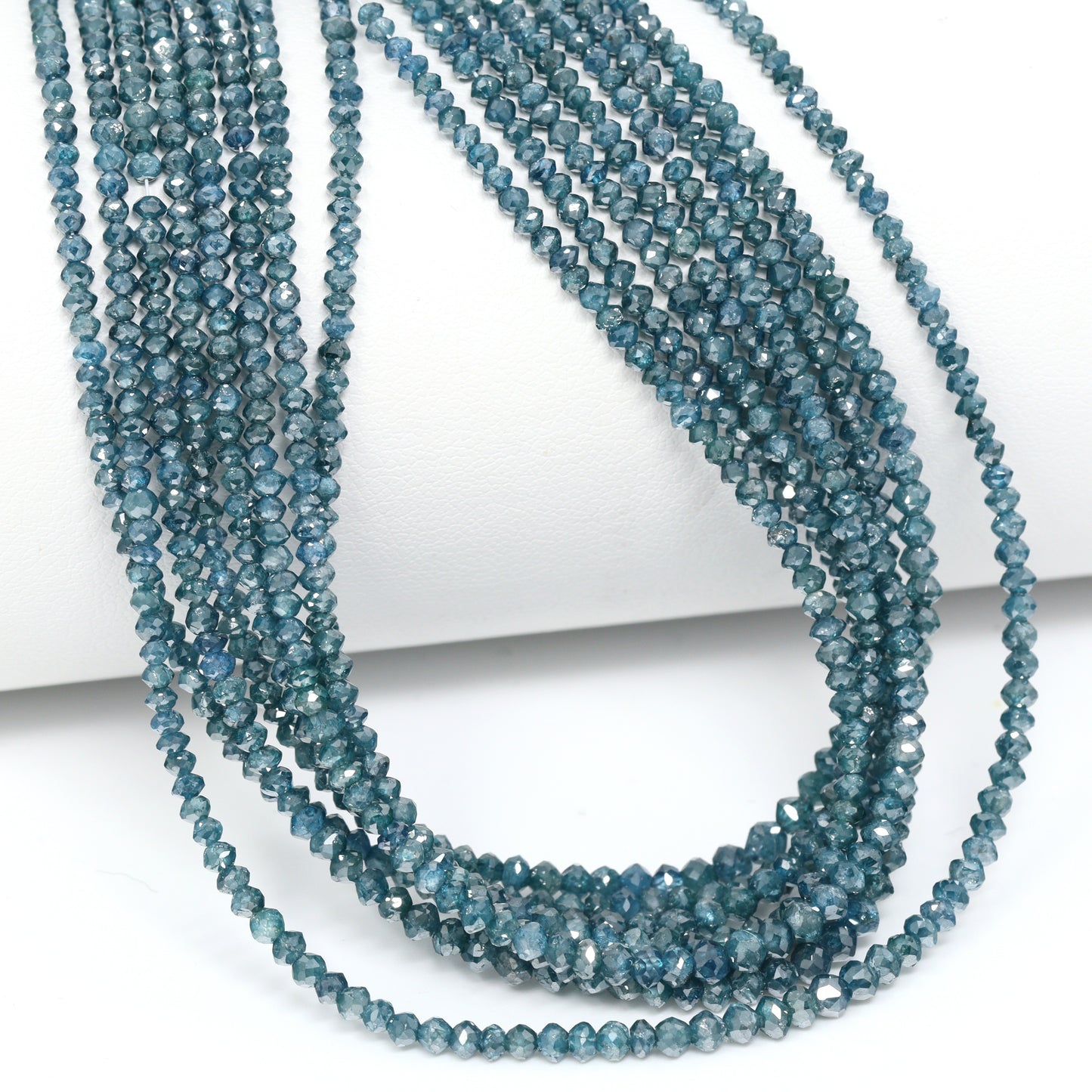 Blue Diamond 1.8mm – 3mm Hand Faceted Rondelles Bead Strand
