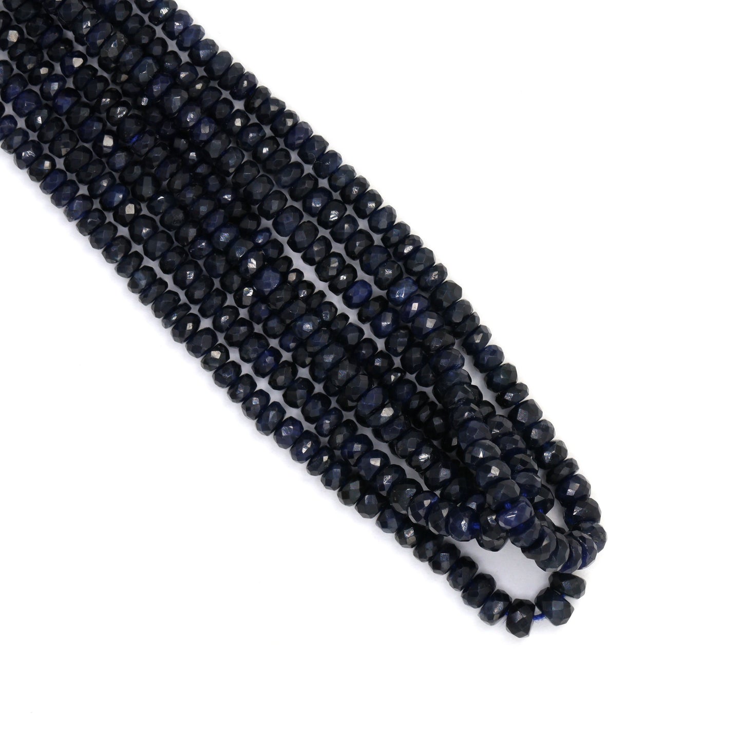 Dark Navy Blue Sapphire 2.5mm - 3.5mm Hand Faceted Rondelles Bead Strand