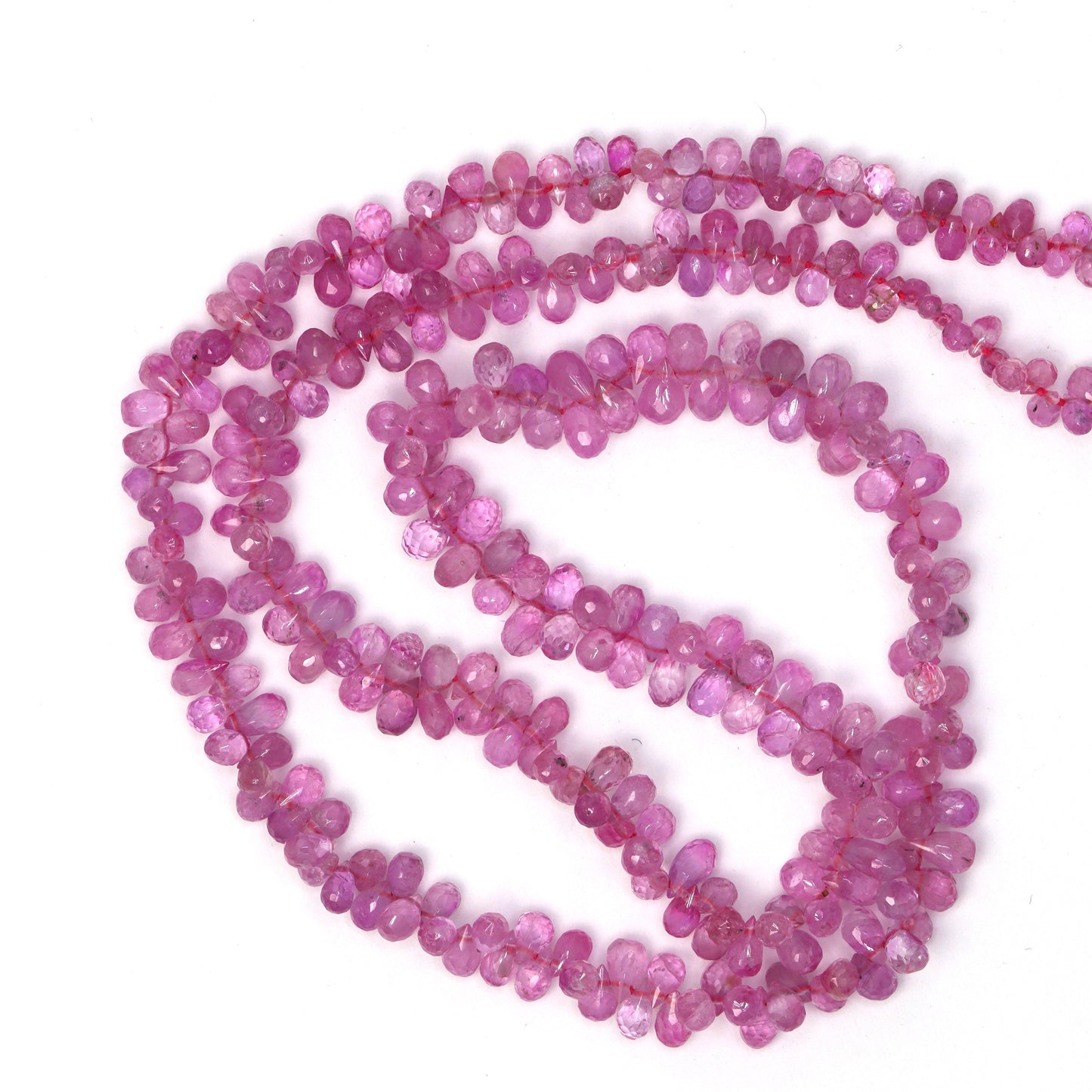 Pink Sapphire 4x2mm - 5x3mm Faceted Teardrop Briolettes Bead Strand