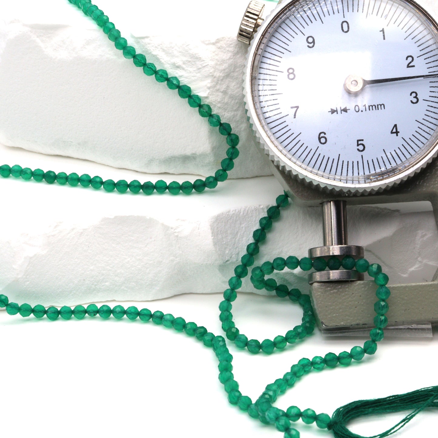 Green Onyx 2.5mm Faceted Rounds Bead Strand