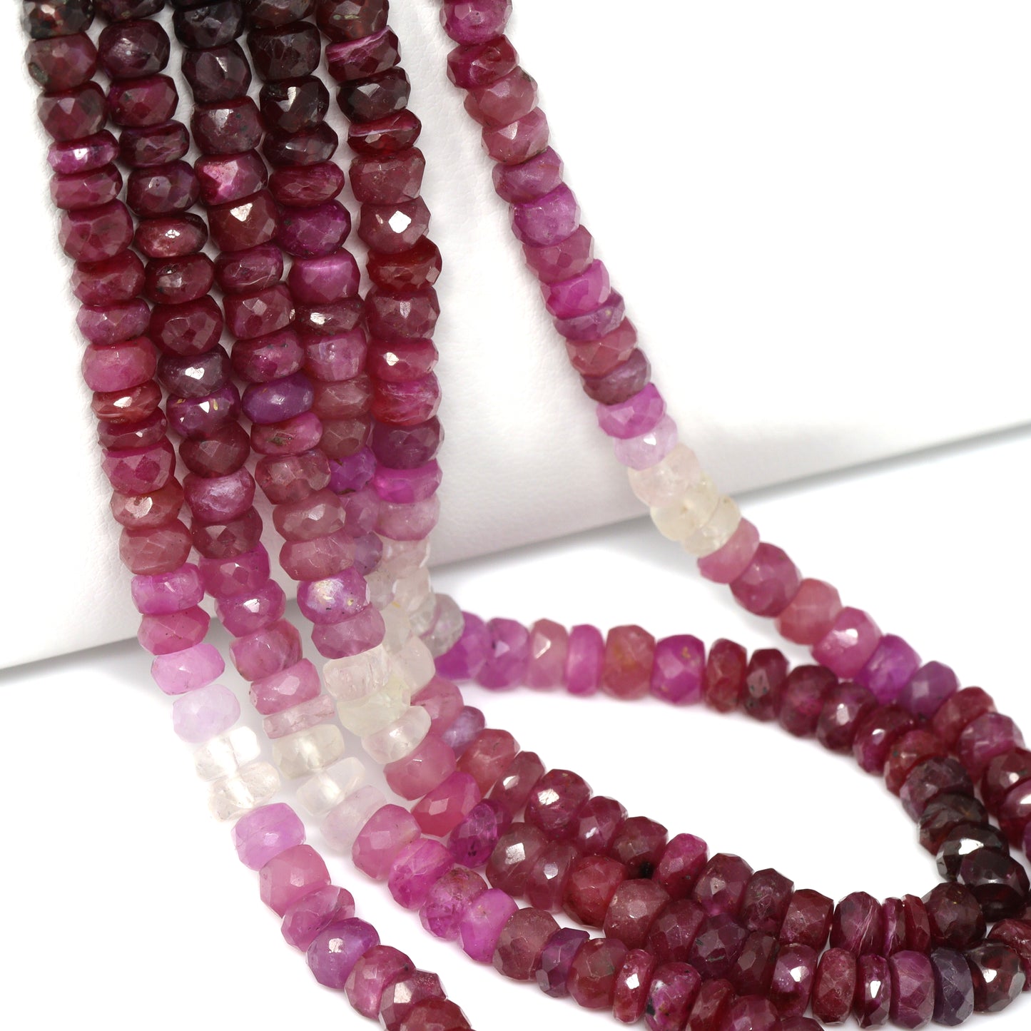 Ombre Red and Pink Ruby 4.5mm Faceted Rondelles Bead Strand