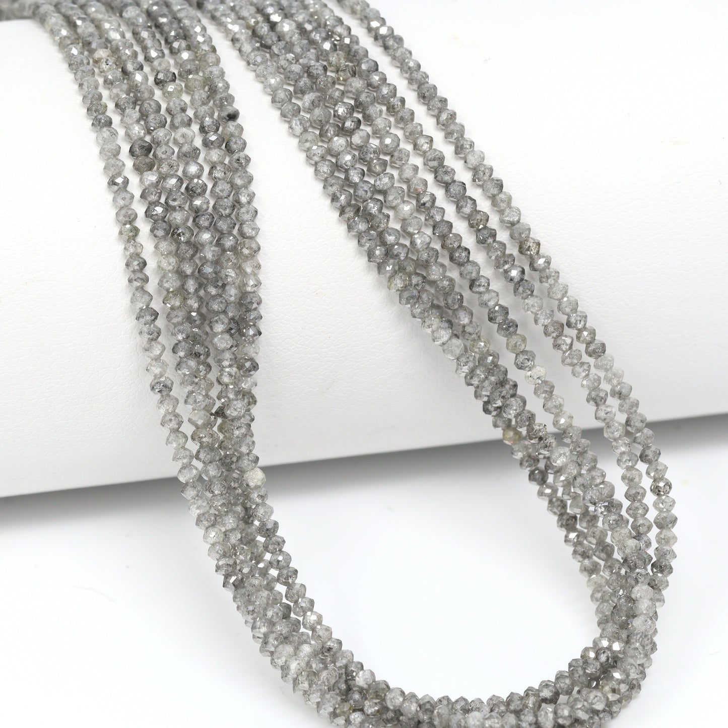 Gray Diamond 2.2mm – 2.5mm Hand Faceted Rondelles Bead Strand