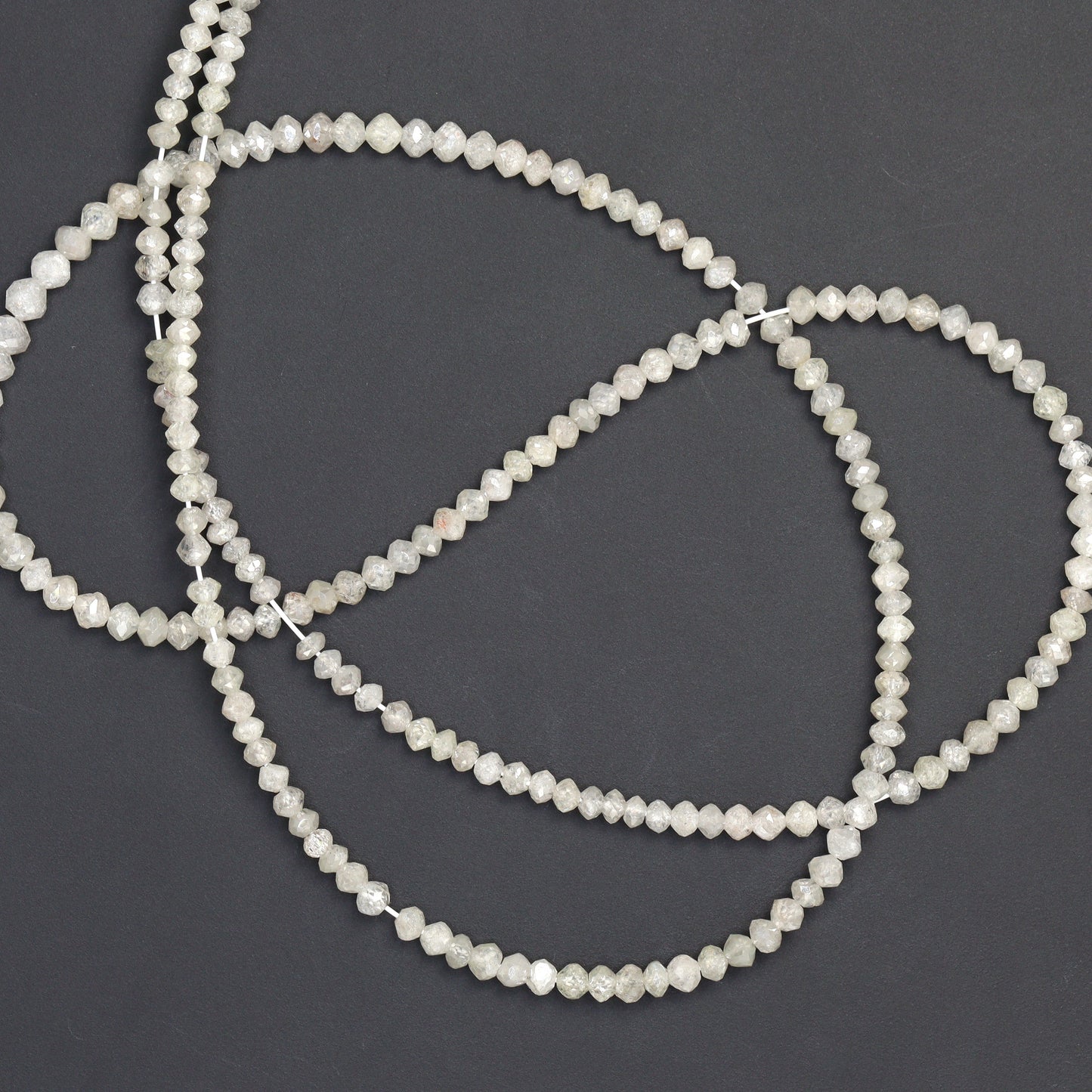 Gray Diamond 2.2mm - 2.8mm Hand Faceted Rondelles Bead Strand