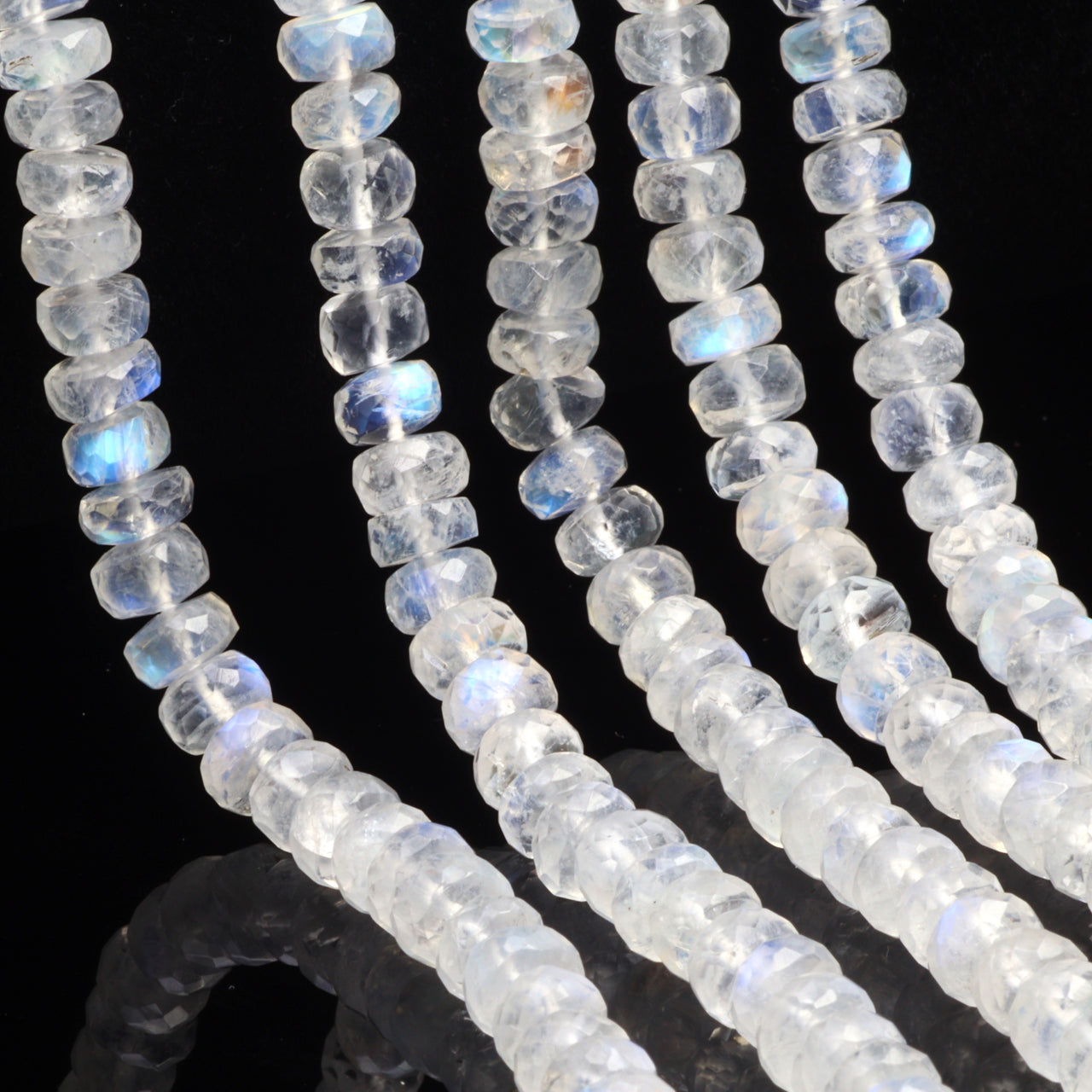 Blue Rainbow Moonstone 5.5mm Faceted Rondelles