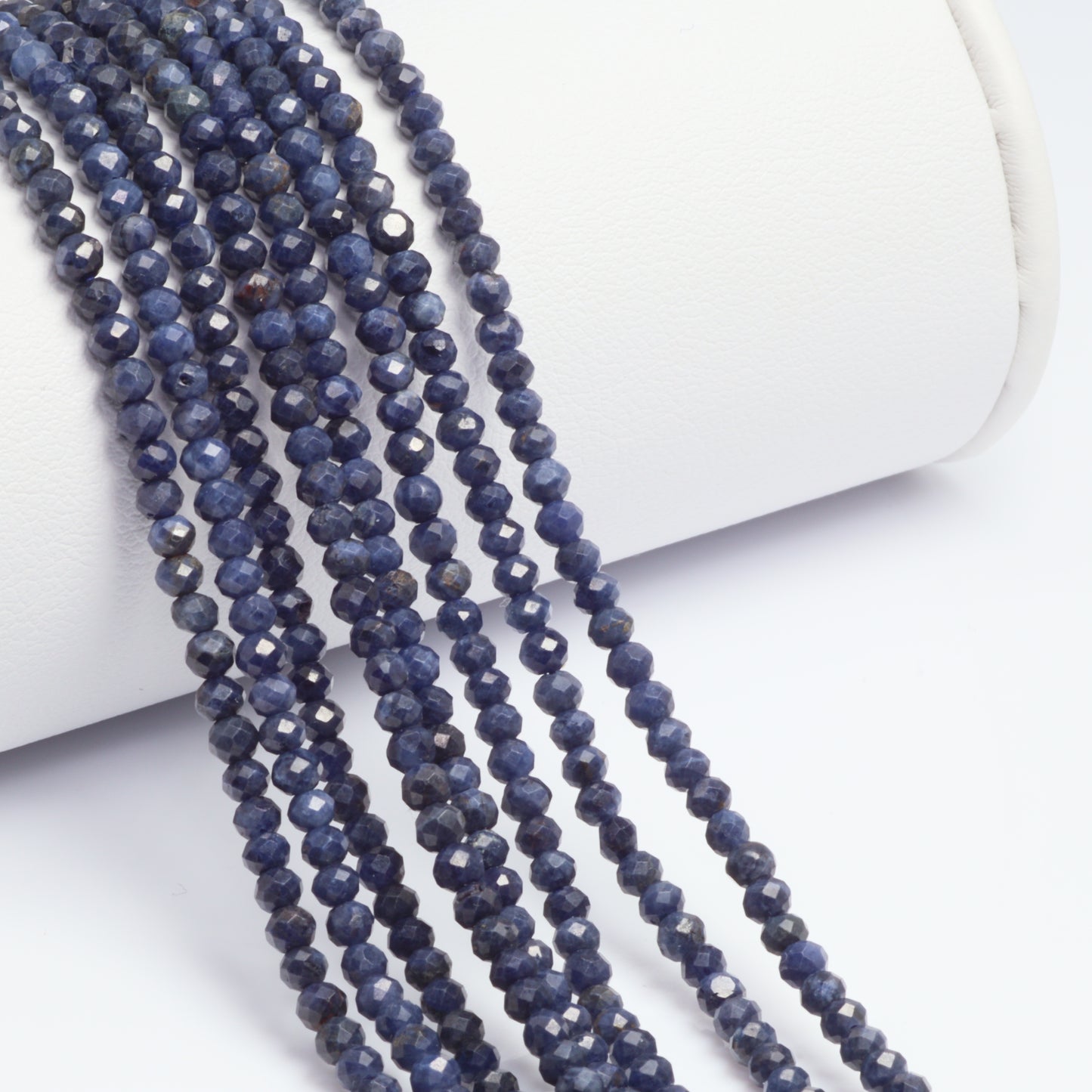 Navy Blue Sapphire 3mm Faceted Rondelles