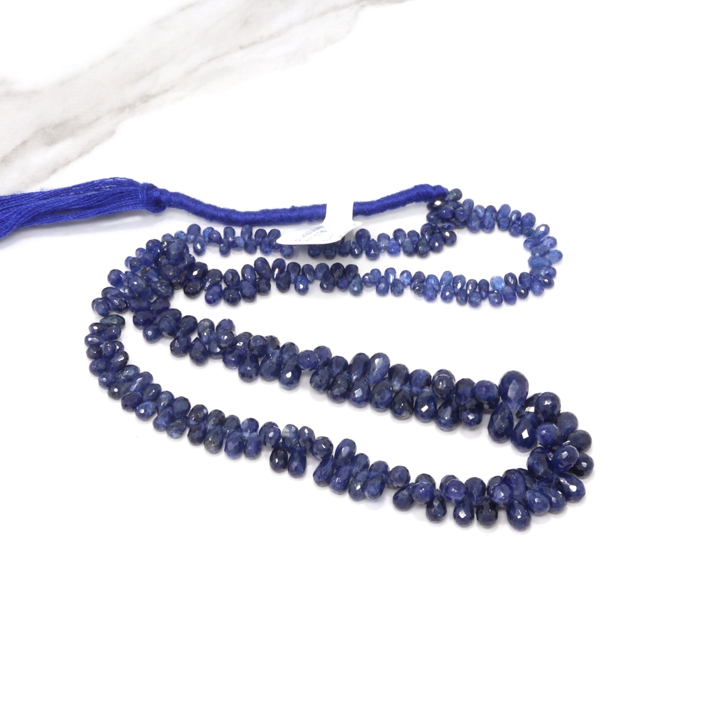 Navy Blue Sapphire 5x3mm - Faceted Teardrop Briolettes Bead Strand