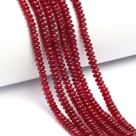AAA Red Ruby 3.5mm Smooth Rondelles Bead Strand