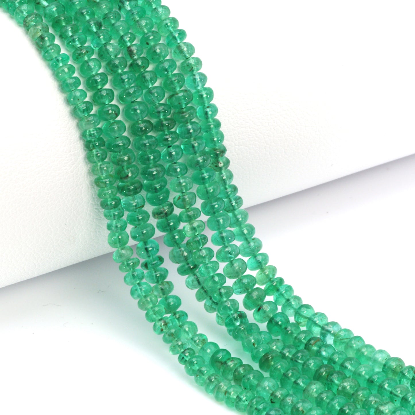 Green Emerald 3mm - 3.5mm Smooth Rondelles Bead Strand