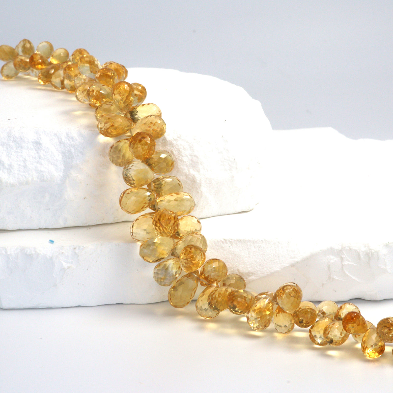 Yellow Citrine 9x5mm Faceted Teardrop Briolettes