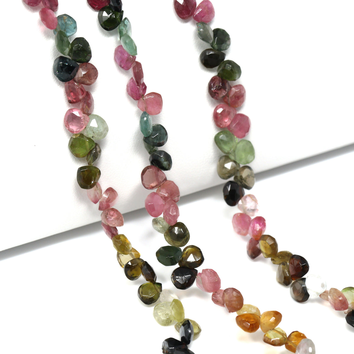 Watermelon Tourmaline 5mm Faceted Heart Briolettes Bead Strand