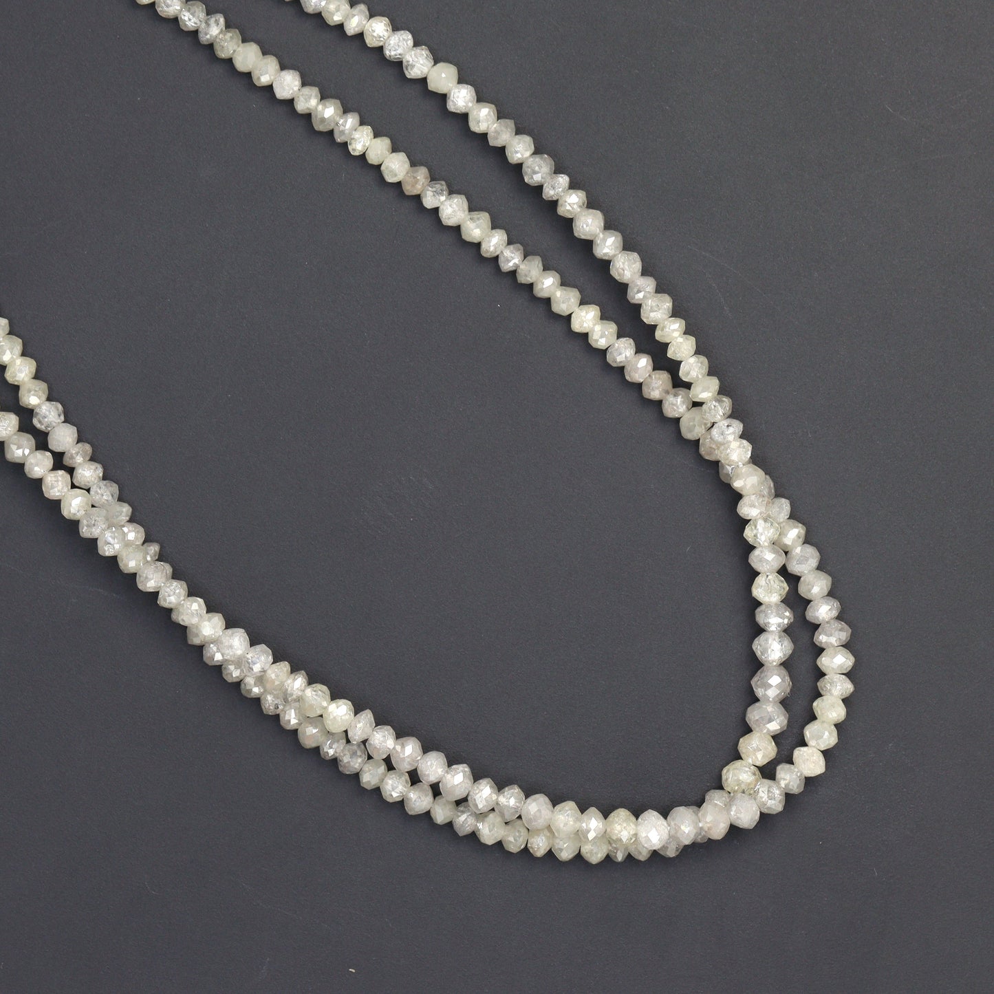Gray Diamond 2.1mm - 2.7mm Hand Faceted Rondelles Bead Strand