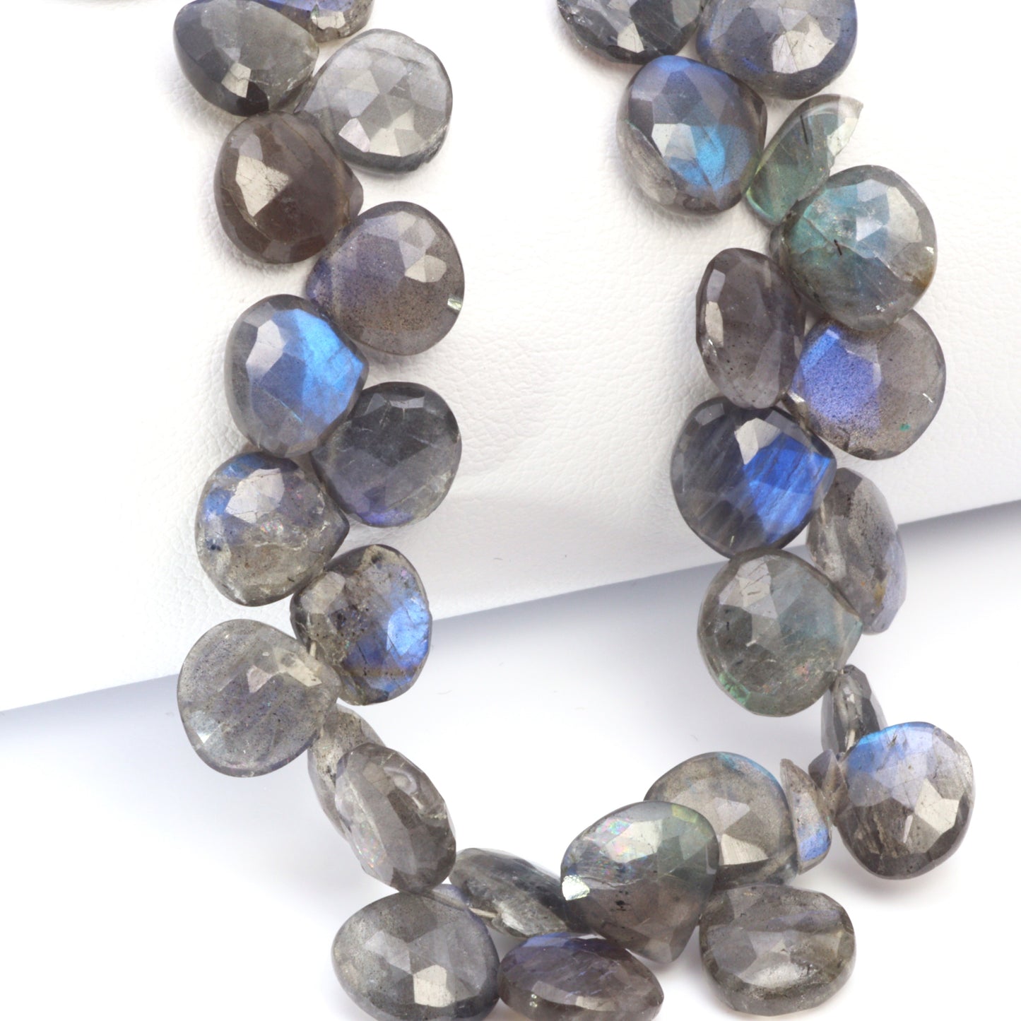 AA Dark Blue Labradorite 9mm Faceted Heart Shaped Briolettes