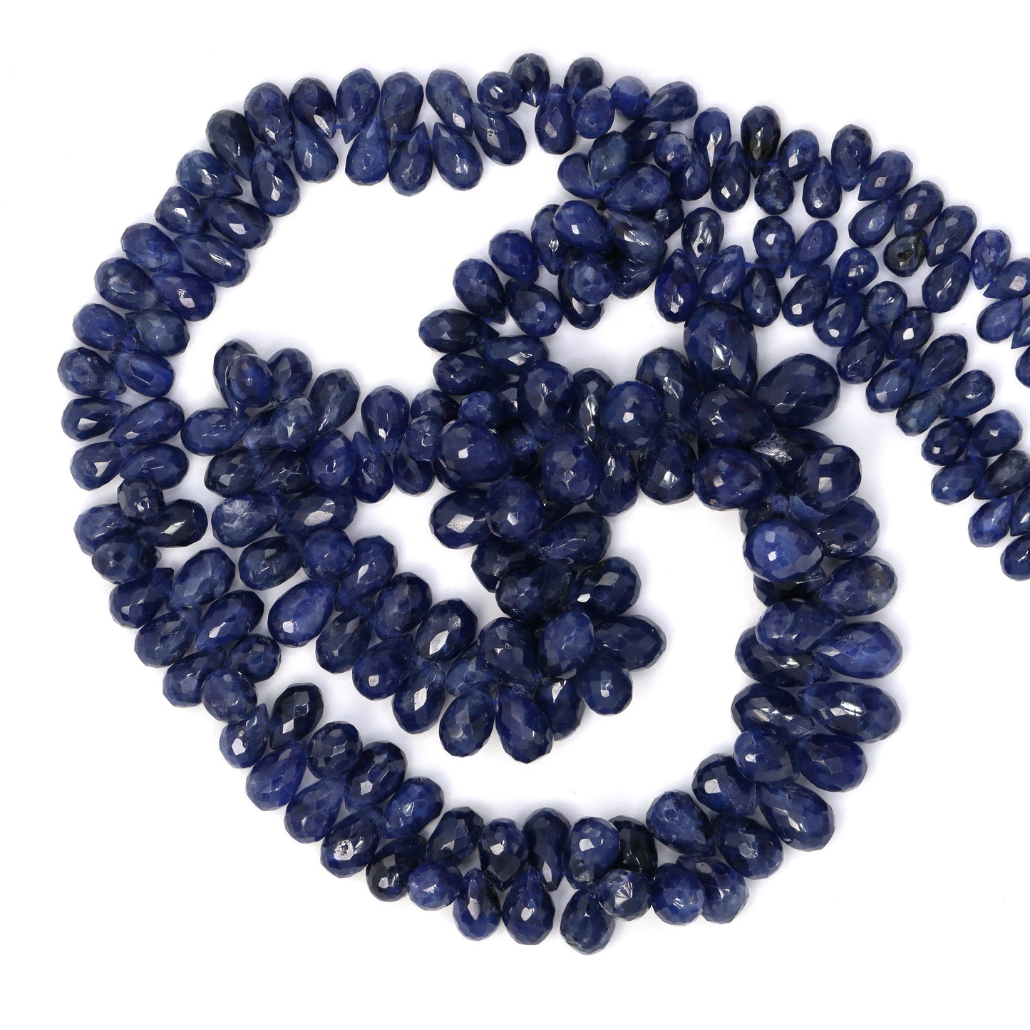 Royal Blue Sapphire 5x3mm - 6x4mm Faceted Teardrop Briolettes Bead Strand