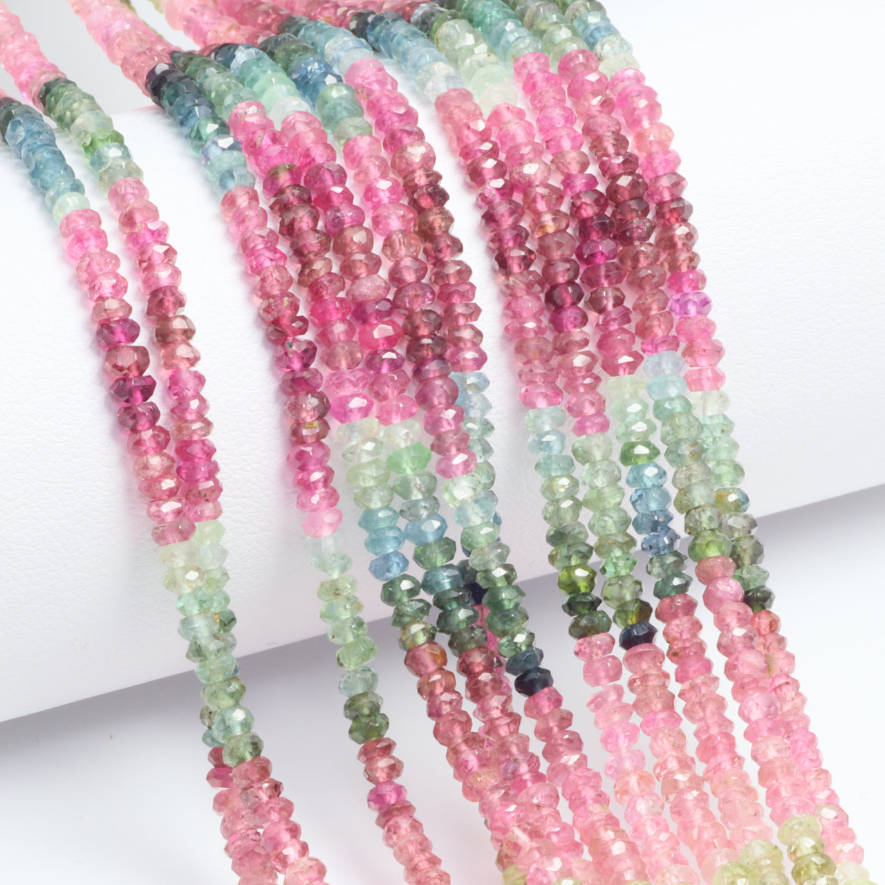 Watermelon Tourmaline 3mm Hand Faceted Rondelles Bead Strand