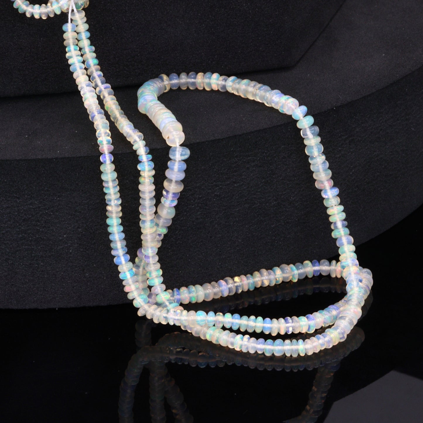 White Ethiopian Opal 3mm Smooth Rondelles Bead Strand