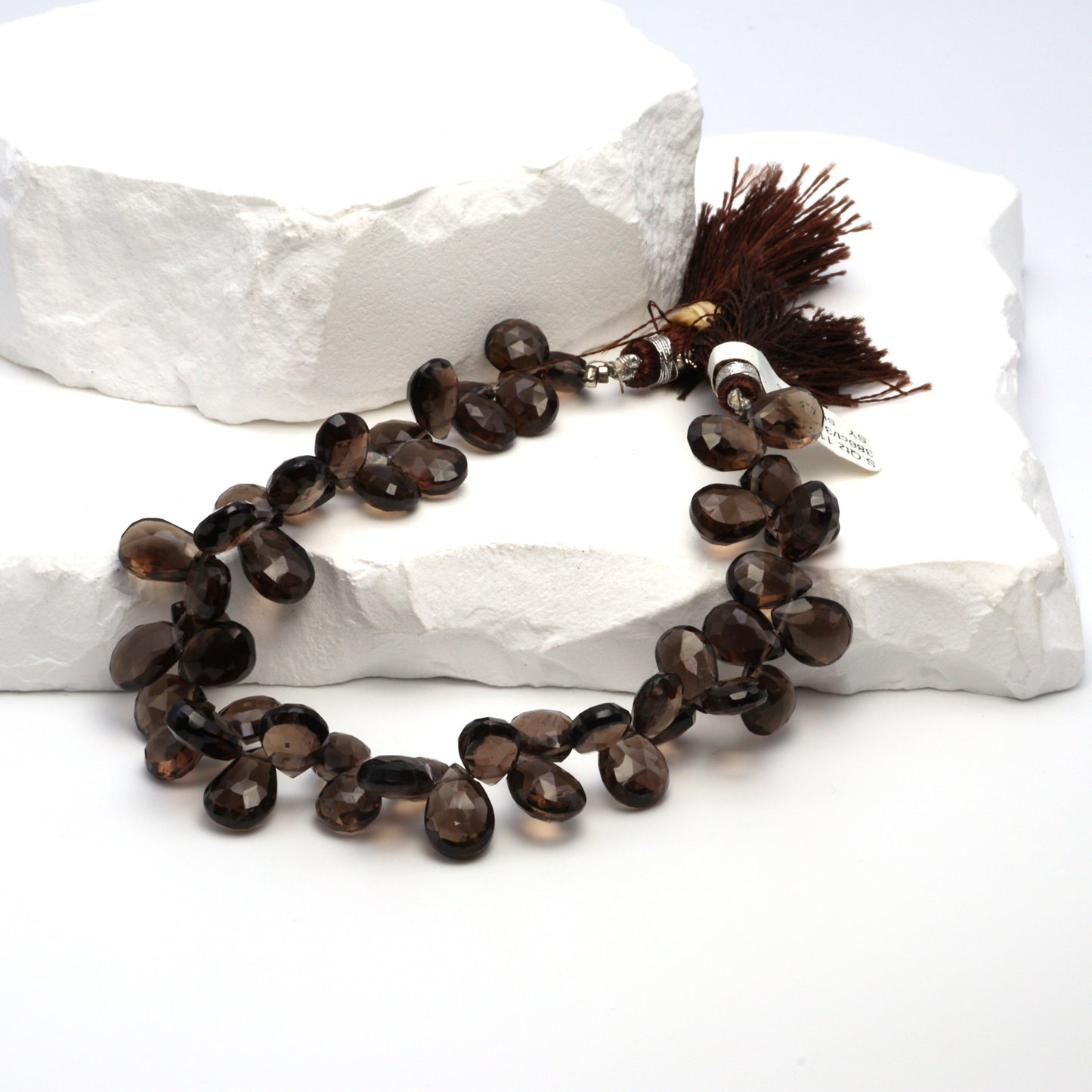 Brown Smoky Quartz 11x9mm Faceted Pear Shaped Briolettes