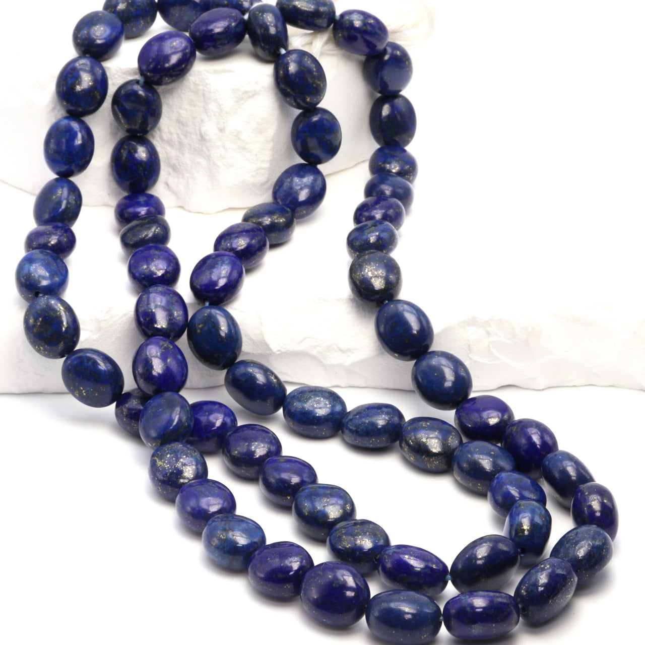 Royal Blue Lapis Lazuli 12x10mm Smooth Ovals Bead Strand