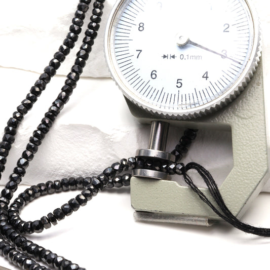 Black Cubic Zirconia 3mm Hand Faceted Rondelles Bead Strand