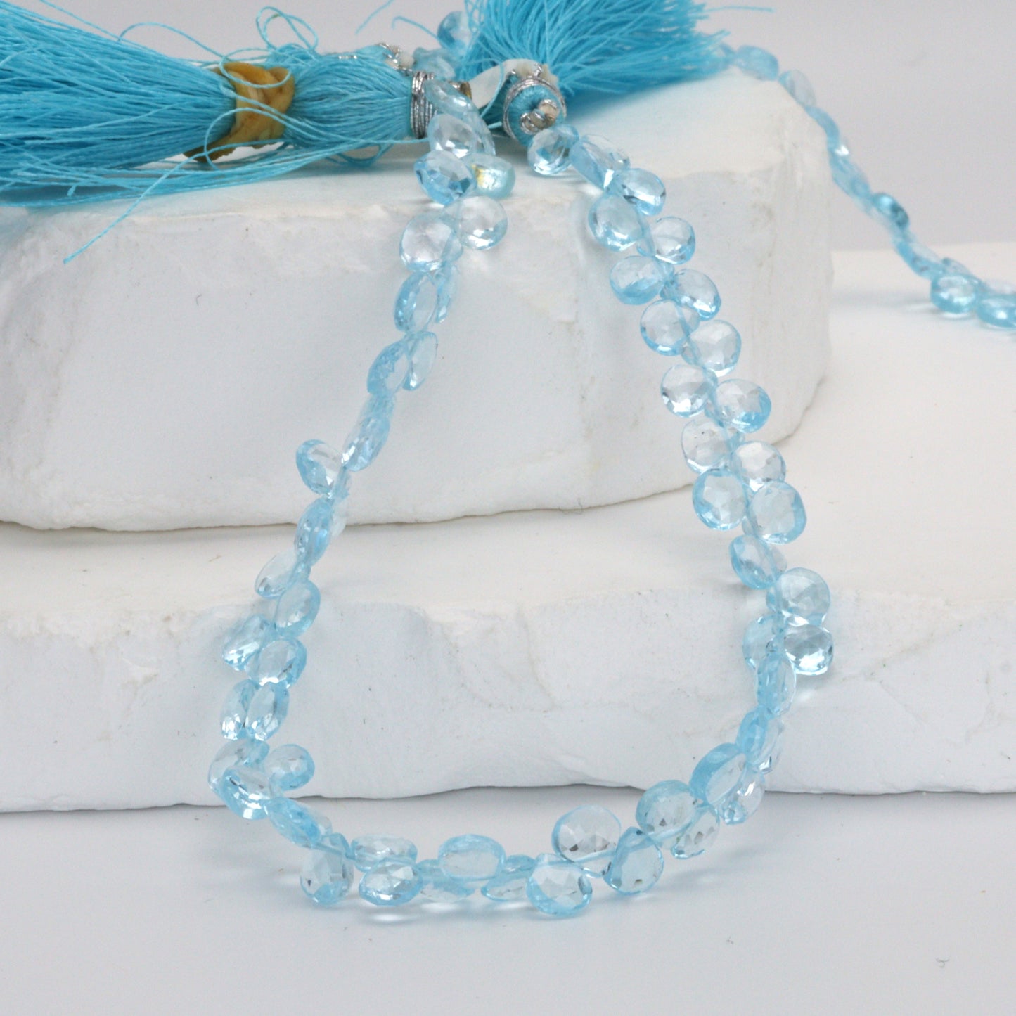 Sky Blue Topaz 5mm Faceted Heart Shaped Briolettes