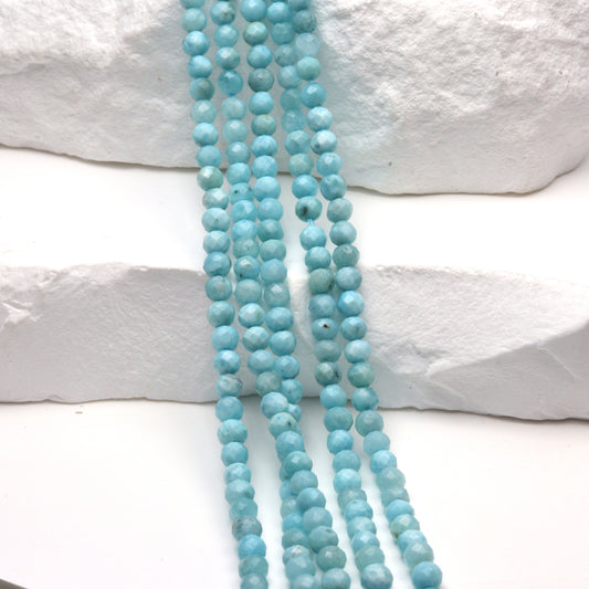 Blue Larimar 3mm Faceted Rondelles