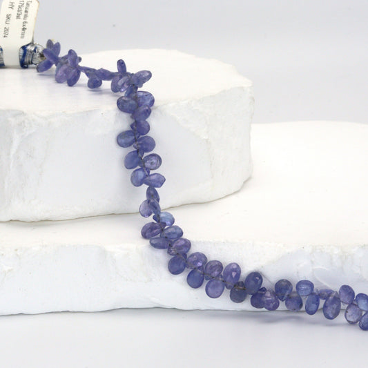 Blue Tanzanite 6x4mm Faceted Pear Shaped Briolettes