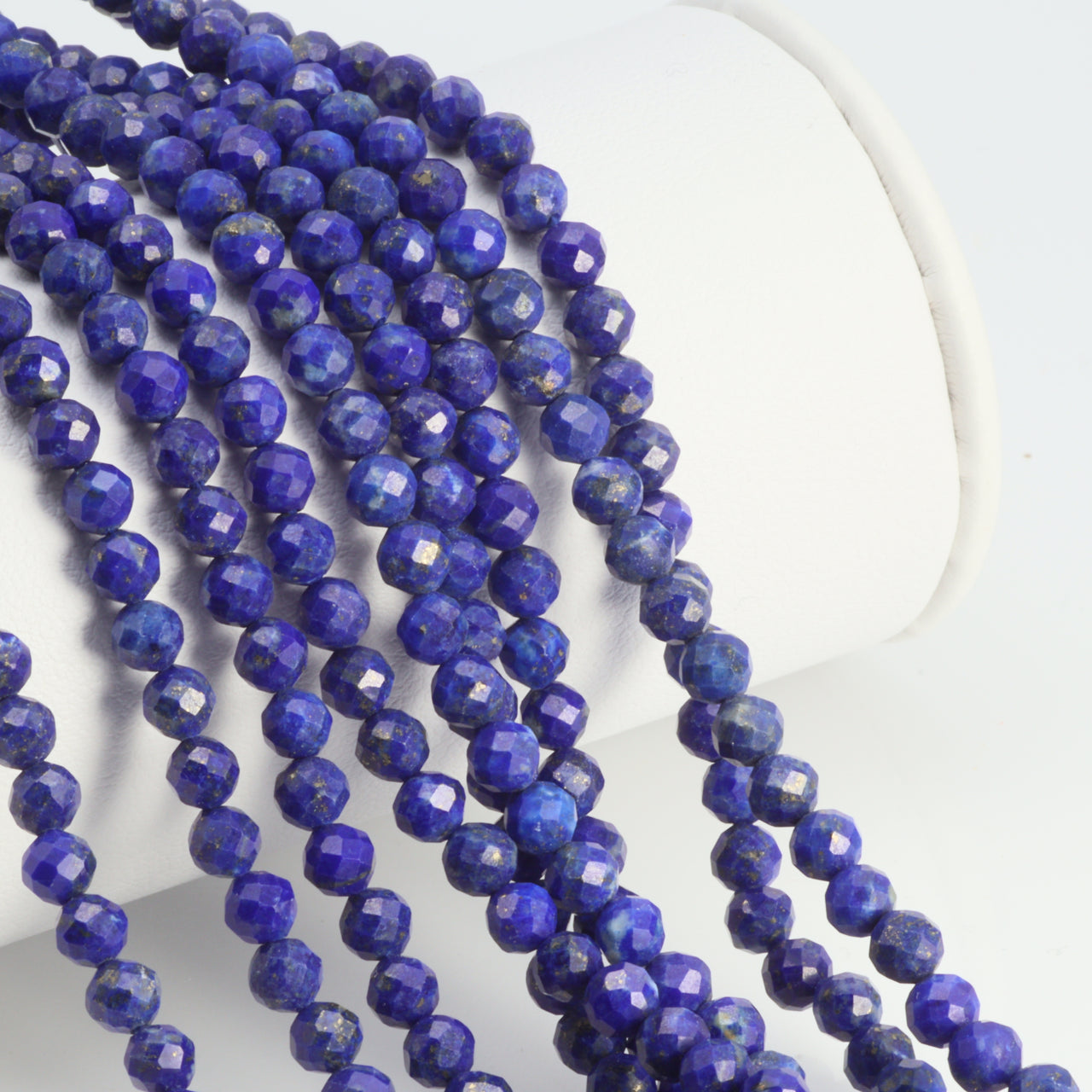 Royal Blue Lapis Lazuli 4mm Faceted Rounds Bead Strand