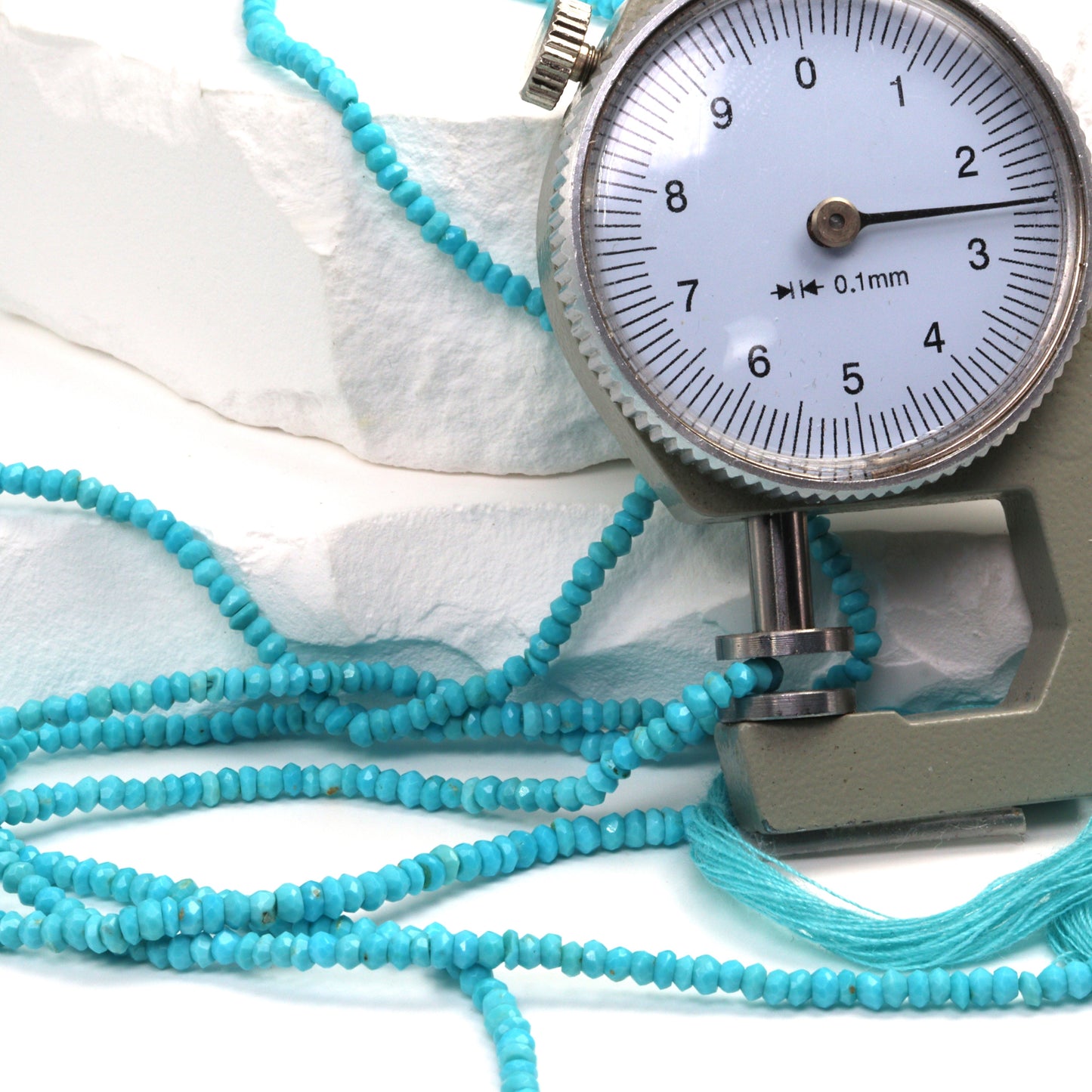 Natural Blue Turquoise 2.5mm Faceted Rondelles