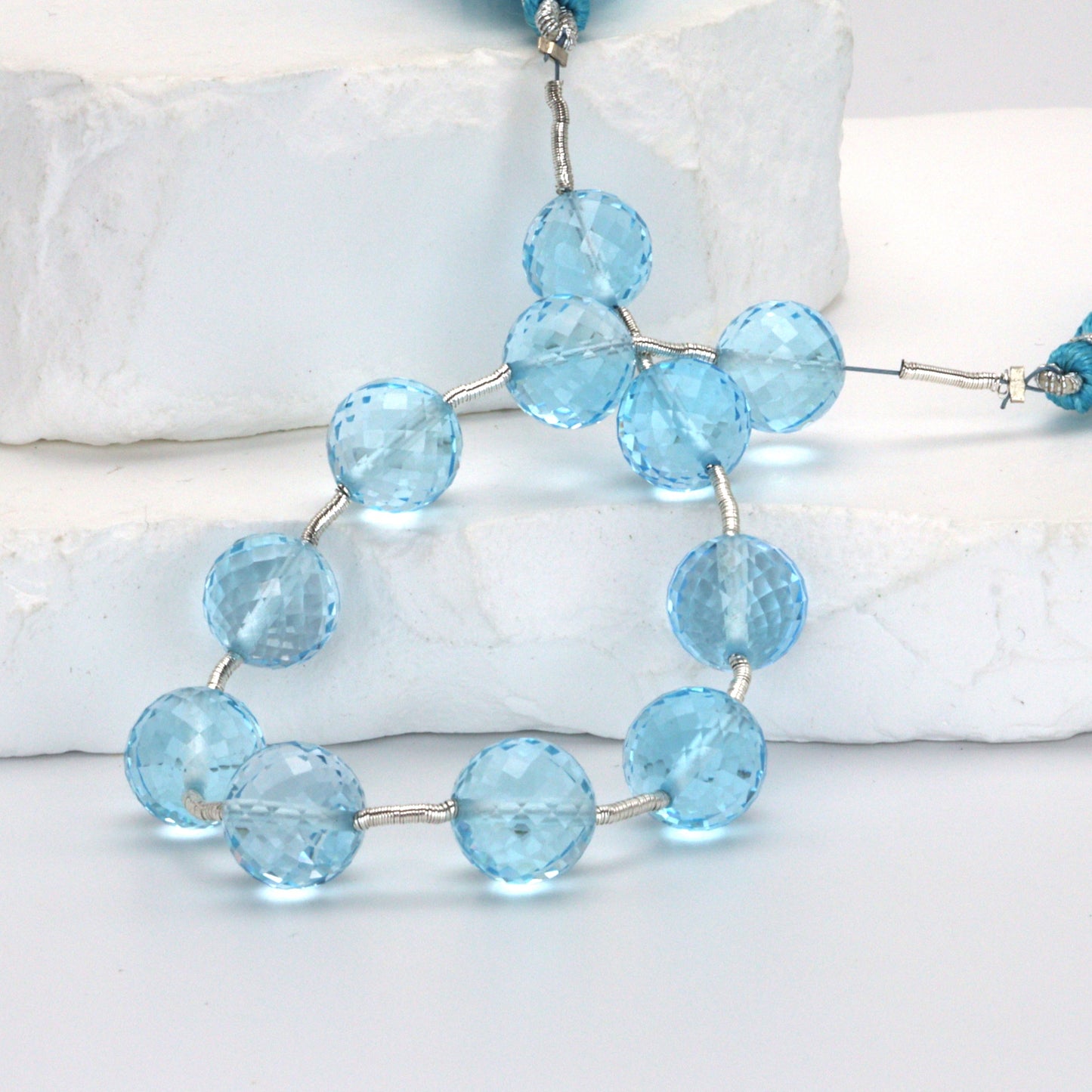 Sky Blue Topaz 10mm Faceted Rounds Bead Strand
