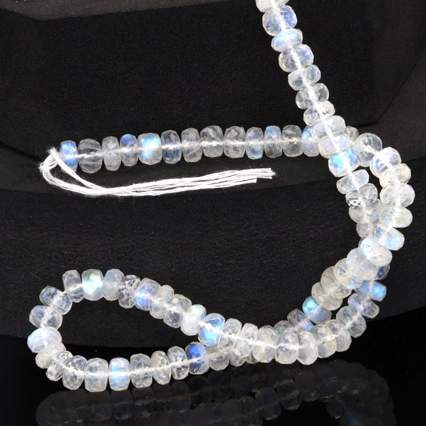 Blue Rainbow Moonstone 6mm Faceted Rondelles Bead Strand