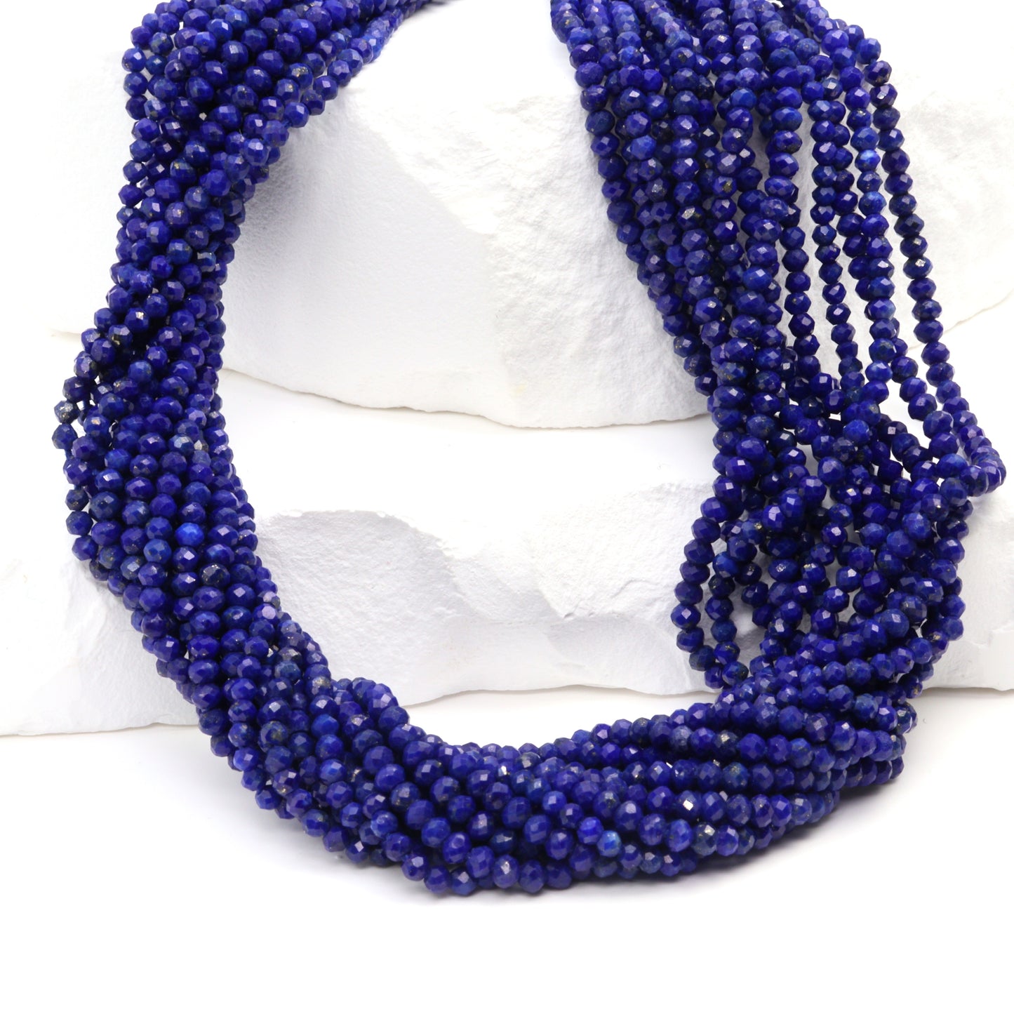 Royal Blue Lapis Lazuli 2mm Faceted Rondelles Bead Strand