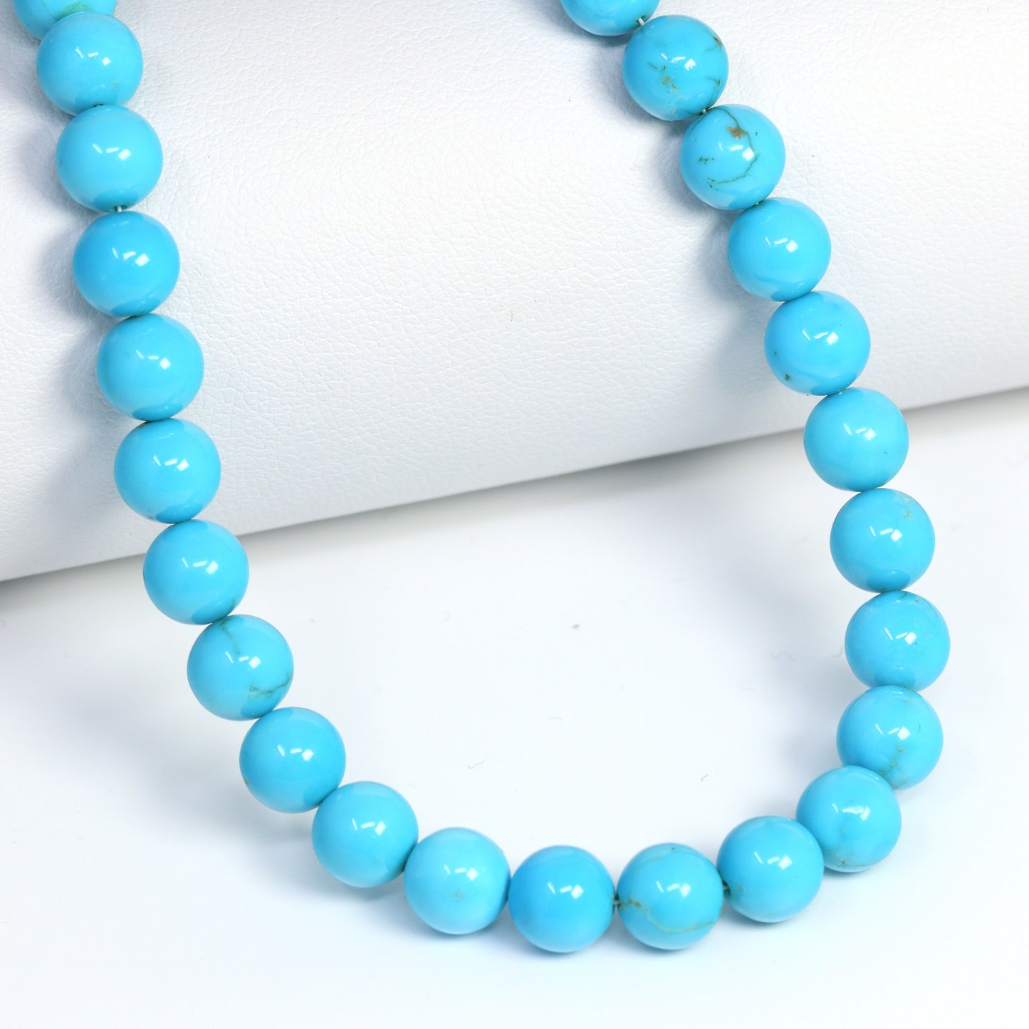 Natural Blue Turquoise 7mm Smooth Rounds Bead Strand