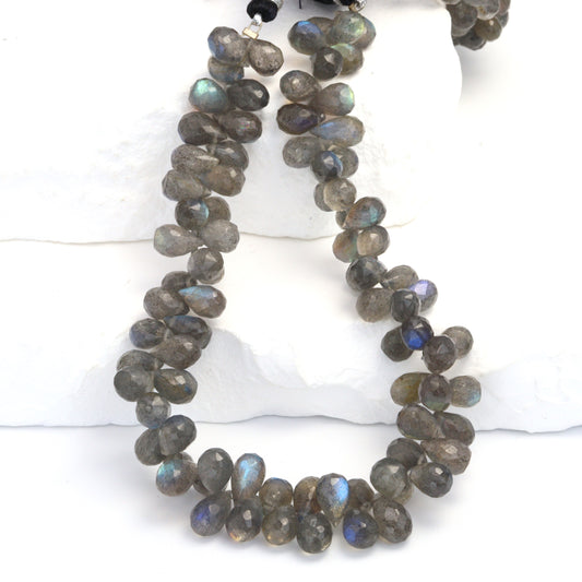 AAA Blue Labradorite 8x6mm Faceted Teardrop Briolettes Bead Strand