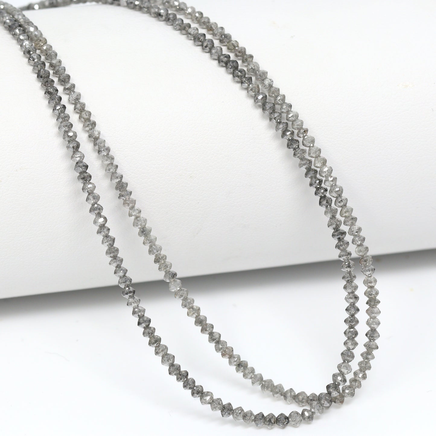 Gray Diamond 1.8mm – 2.5mm Hand Faceted Rondelles Bead Strand