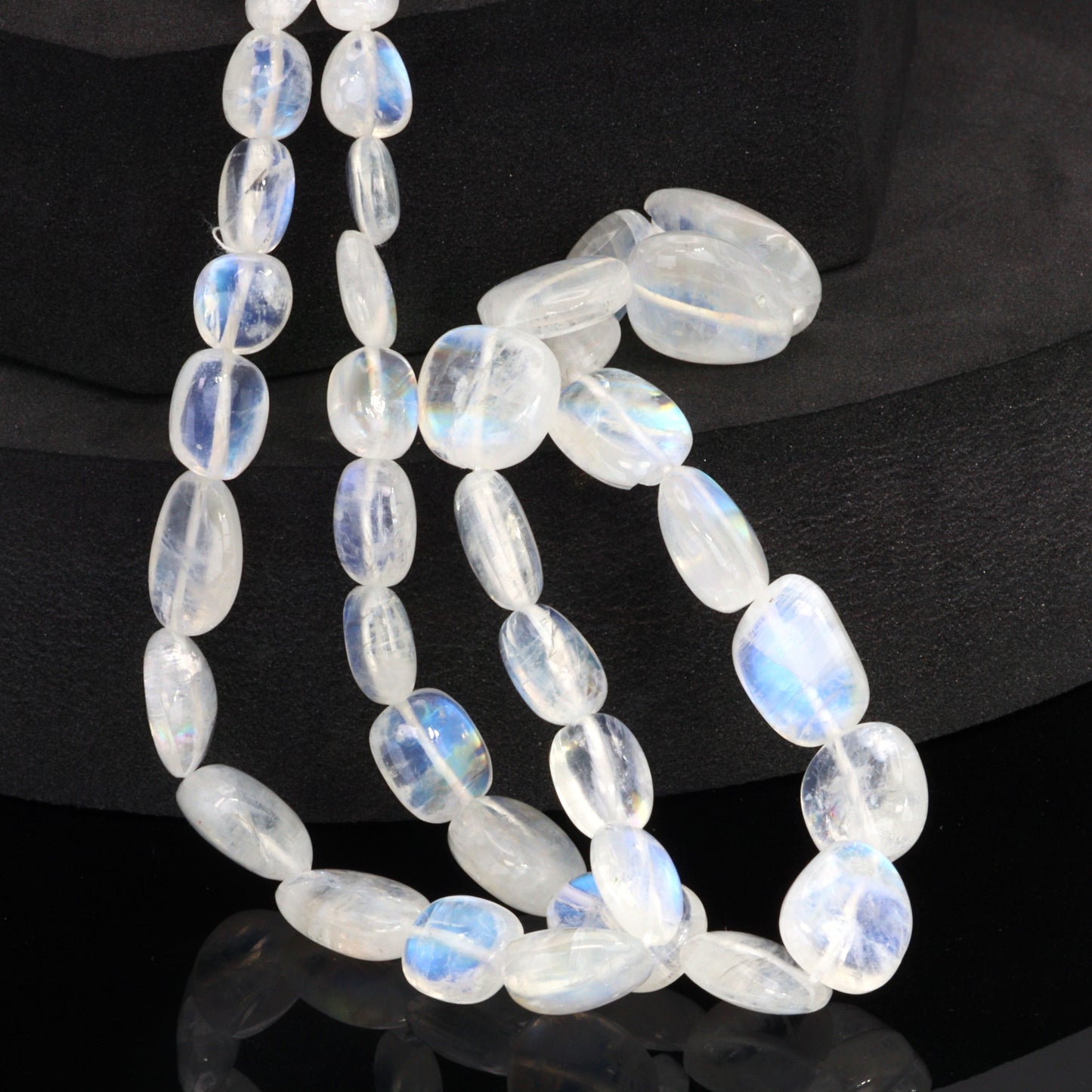 AA Blue Rainbow Moonstone 12x10mm Smooth Nuggets