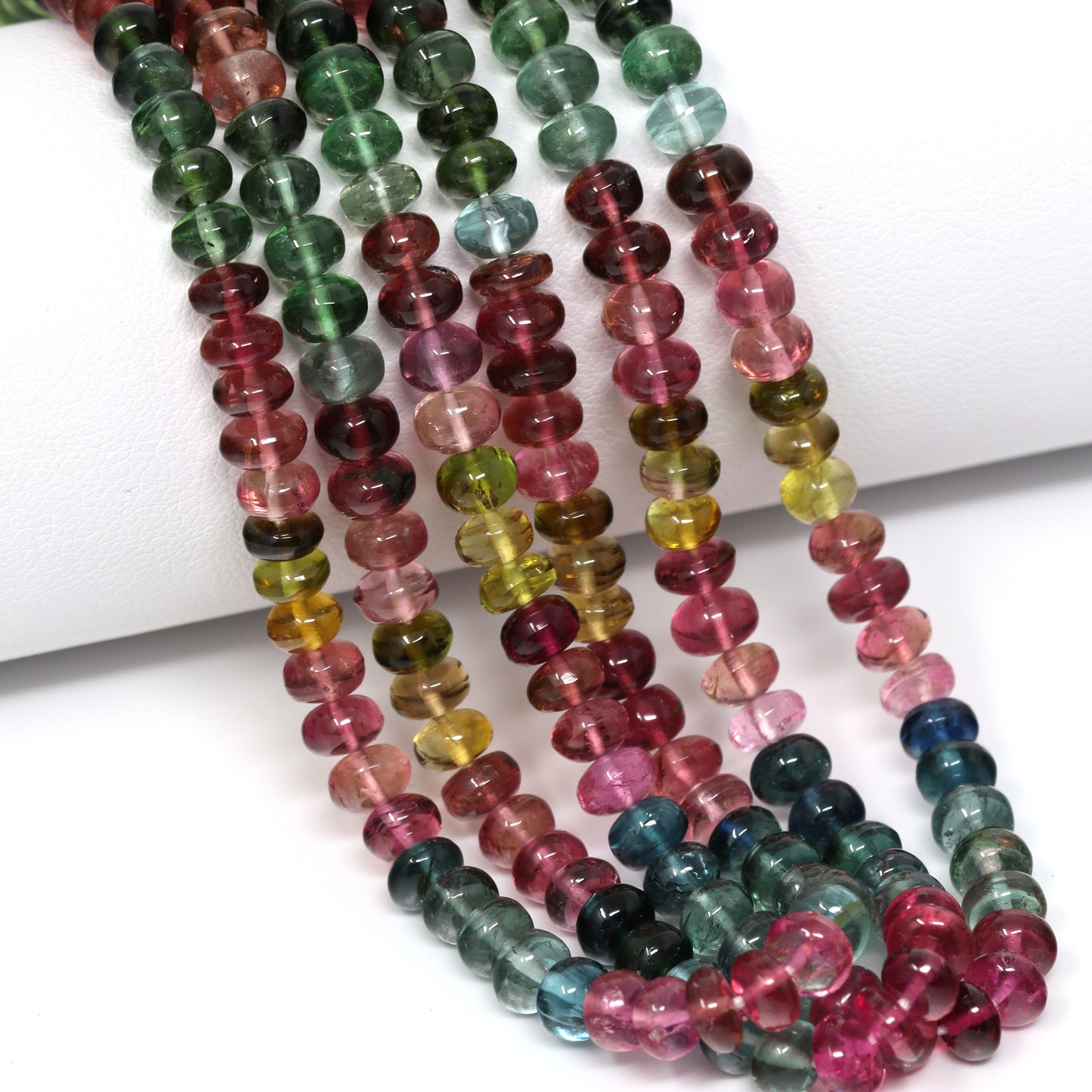 Watermelon Tourmaline 5mm Smooth Rondelles Bead Strand