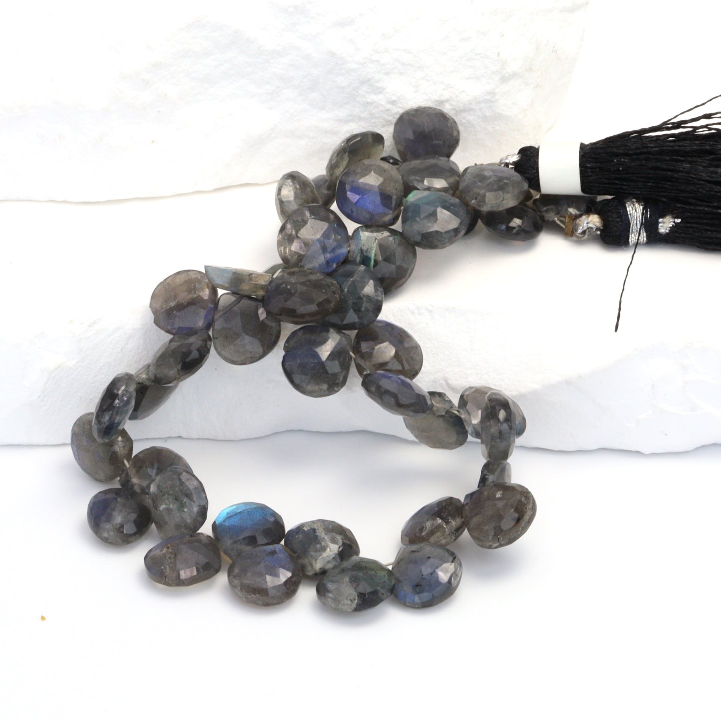 AA Dark Blue Labradorite 8mm Faceted Heart Shaped Briolettes