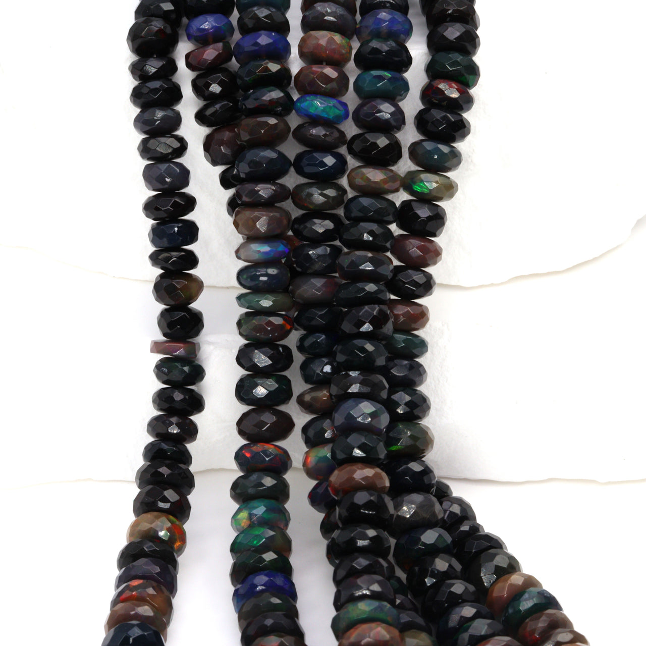 Black Ethiopian Opal 5mm Faceted Rondelles